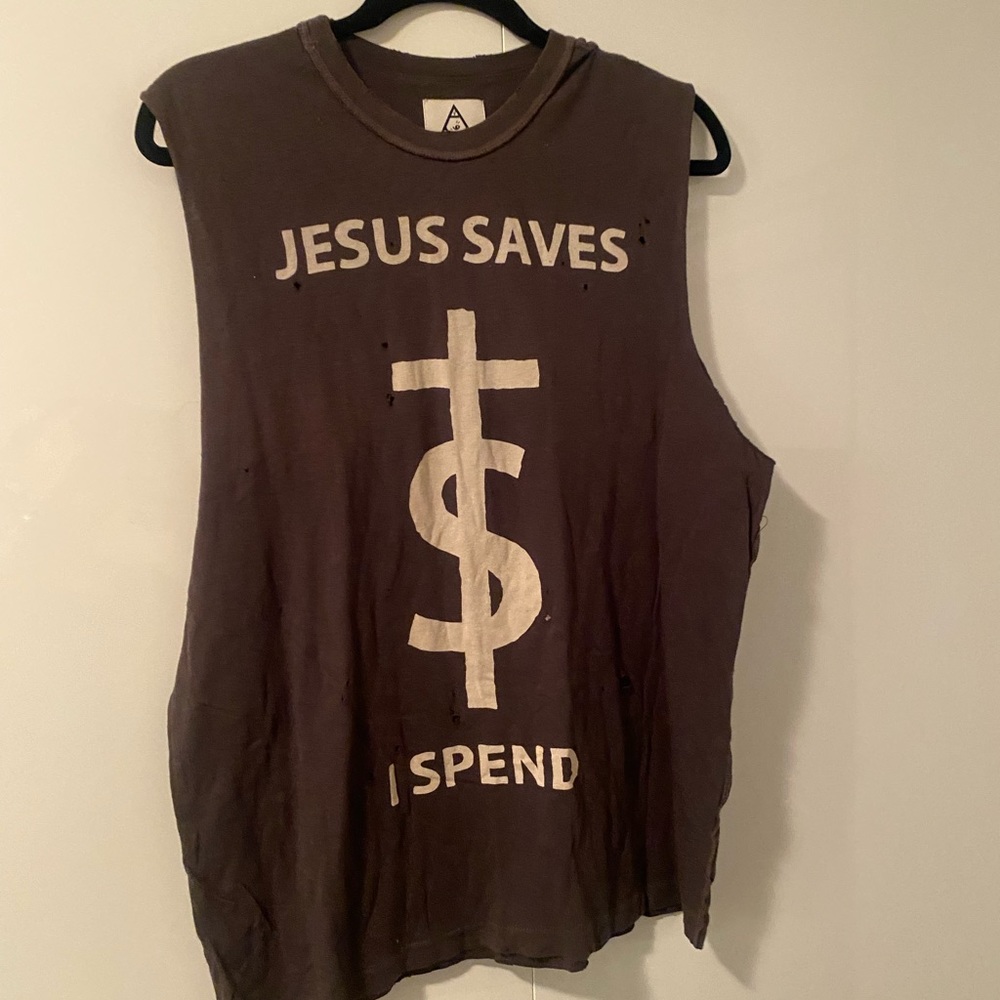 Unif Jesus Saves I Spend tee L
